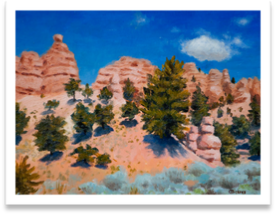 Utah Junipers - by Bob Bickers, 12 x 16, oil on board