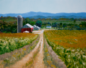 Farm Road - by Bob Bickers, 12 x 16, oil on board
