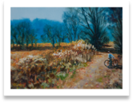 Bike Ride - by Bob Bickeers, 9 x 12, oil on board