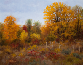 Autumn Forest - by Bob Bickers, 12 x 16, oil on board