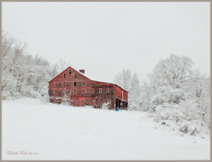 Red Barn in Winters - by Bob Bickers, photo