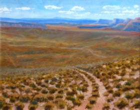 High Plains Road - by Bob Bickers, 11 x 14, oil on board